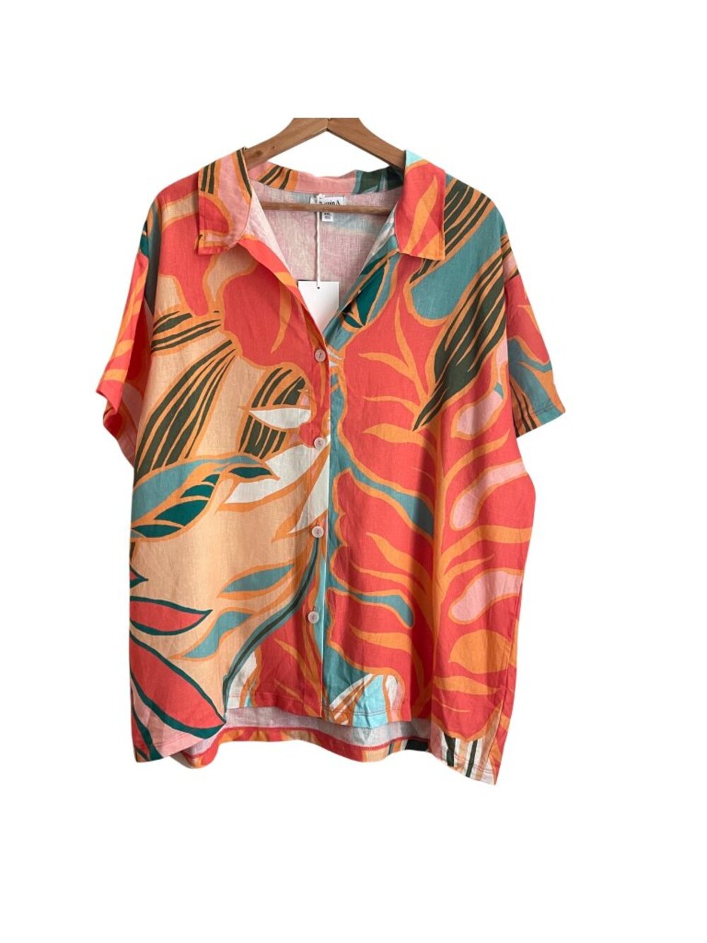 Vitamin A Tropical Linen Blend Button Up Shirt Size XXL Resort Beach Coastal NWT
